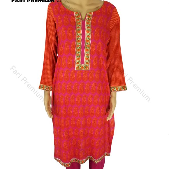 Rangreza 3-PC Printed Cotton Ready-Made Shalwar Kameez Pakistani/Indian Small 38 - Picture 5 of 7